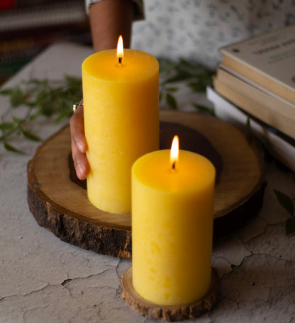 Yellow Pillar Unscented Paraffin Candle