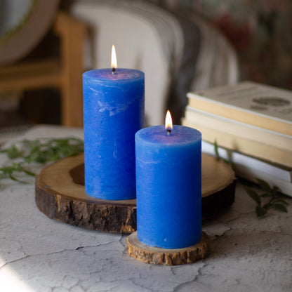 Indigo Pillar Unscented Paraffin Candle