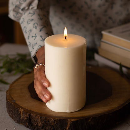 White Pillar Unscented Soy Candle