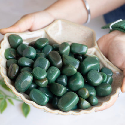 Green Jade Tumble Stone | Luck & Prosperity