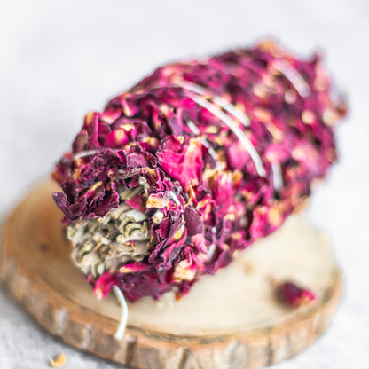 Sage stick with added Rose Petals | 5 Inches approx