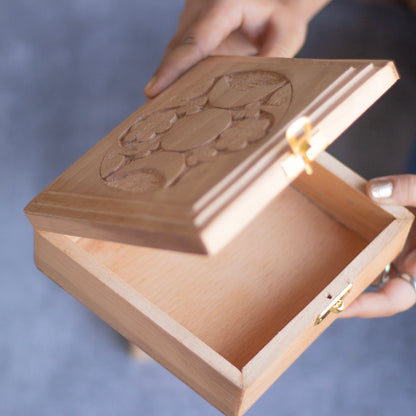 Triple moon phase carved wooden box | Altarware