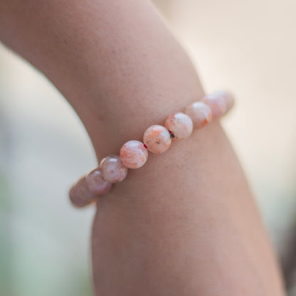Sunstone Bead Bracelet - Stone of Stability & Personal Strength