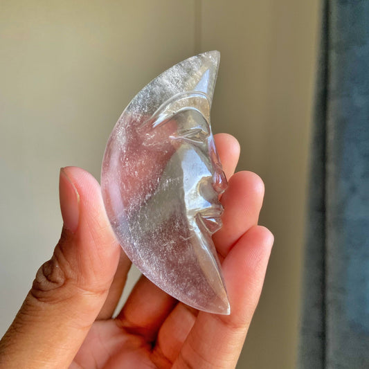 Clear Quartz Crescent Moon Carving | Master Healer