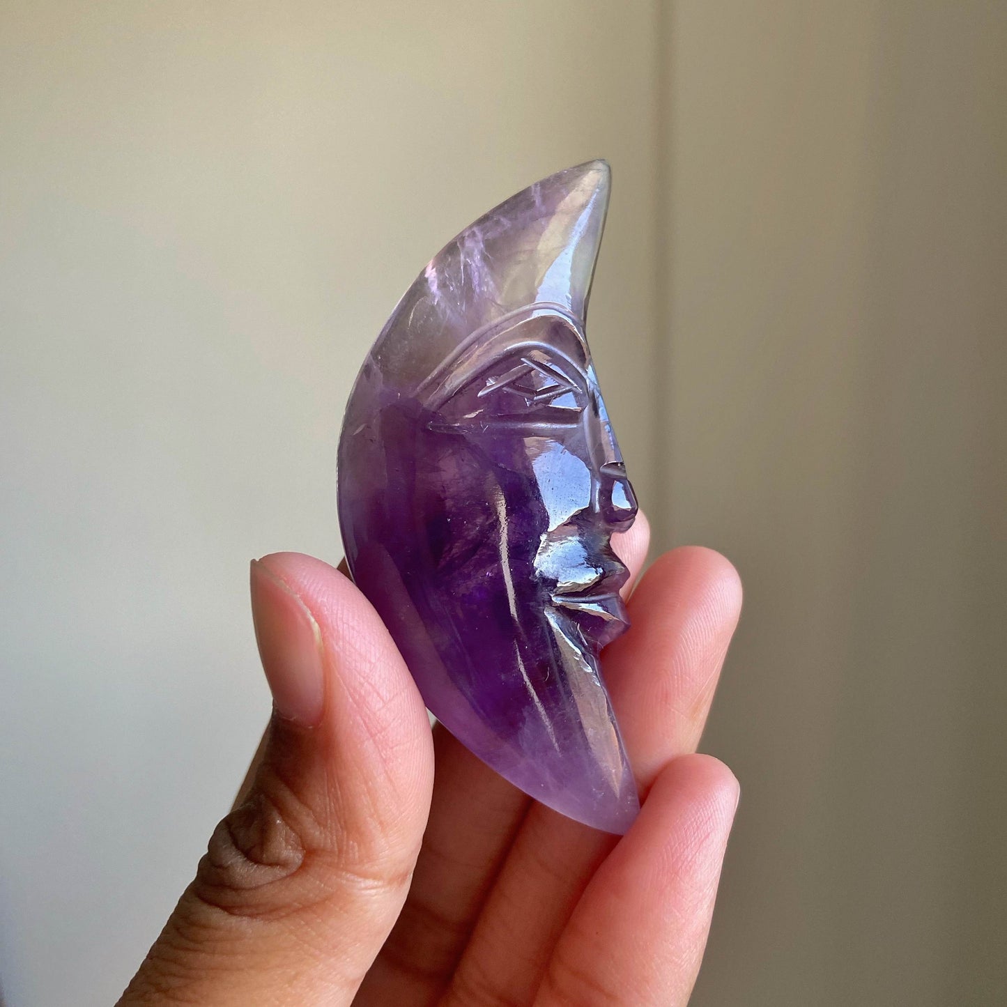 Amethyst Crescent Moon Crystal Carving | Helps activating Third Eye & Psychic abilities