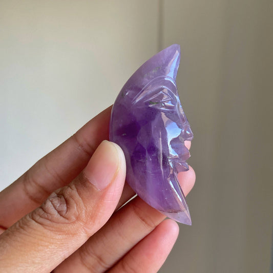 Amethyst Crescent Moon Crystal Carving | Helps activating Third Eye & Psychic abilities