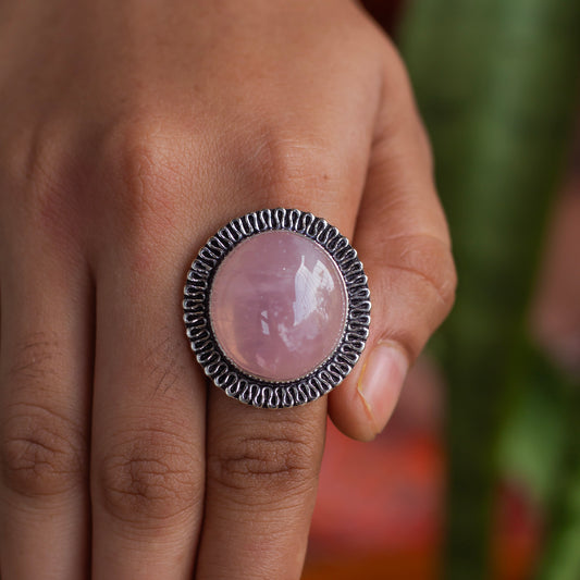 Rose Quartz Crystal Ring | Love & Self Love