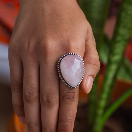 Rose Quartz Crystal Ring | Love & Self Love