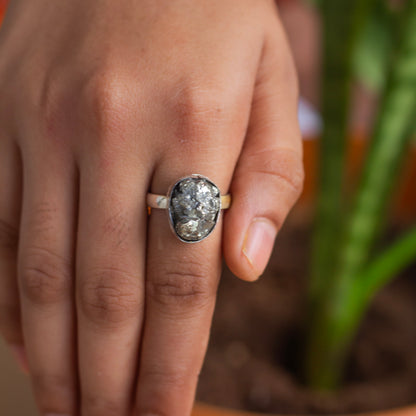 Pyrite raw cluster Ring | Stone for financial abundance