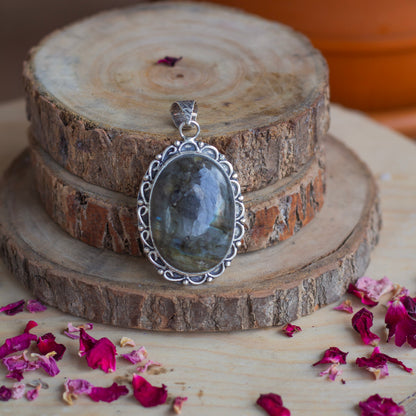 Labradorite Oxidised Pendant with Cord | Promotes Spiritual Growth