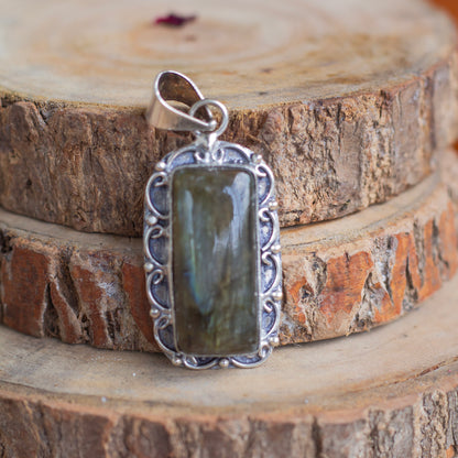 Labradorite Oxidised Pendant with Cord | Promotes Spiritual Growth