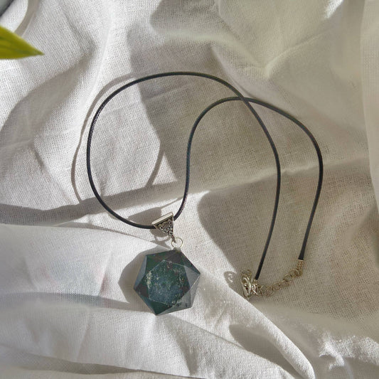 Black Obsidian Star Of David Pendant With Cord Crystal & Stones