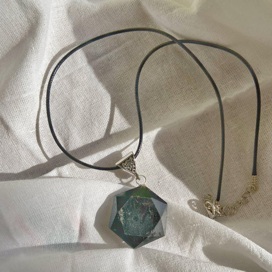 Black Obsidian Star Of David Pendant With Cord Crystal & Stones