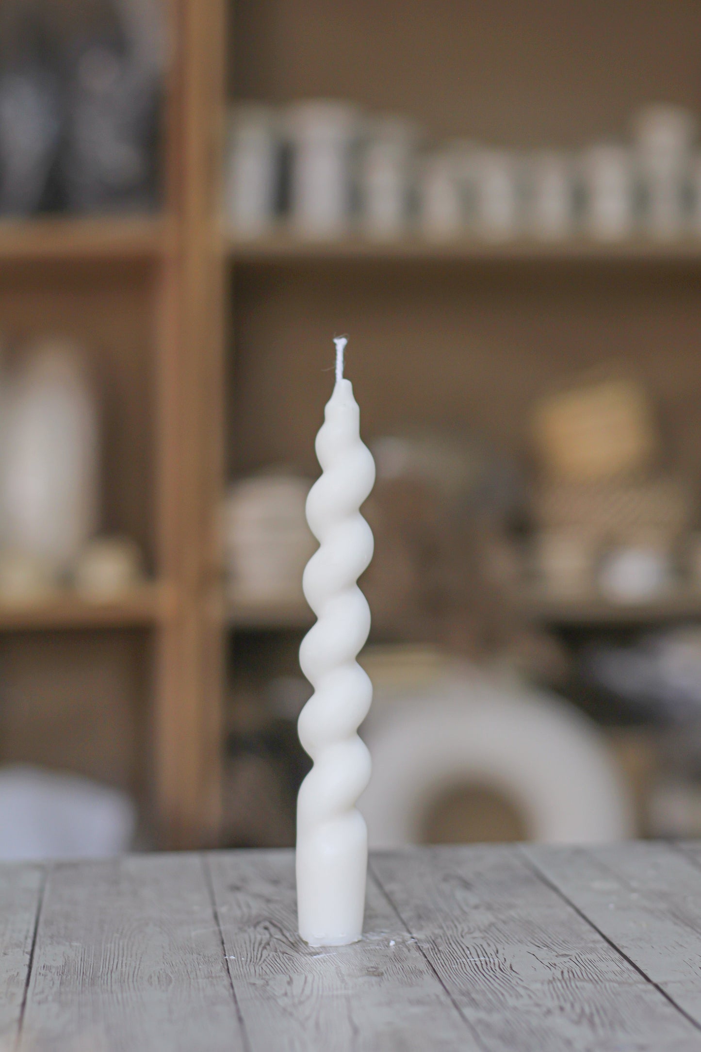 White Spiral Taper Candle Candles