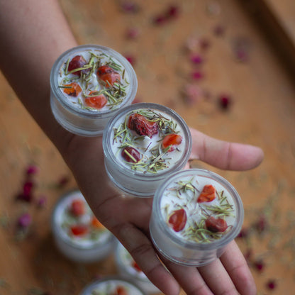 Orange Carnelian + Rosemary Soy Wax Tealight Candle - Set of 8 | Available in Glass Container & Refill