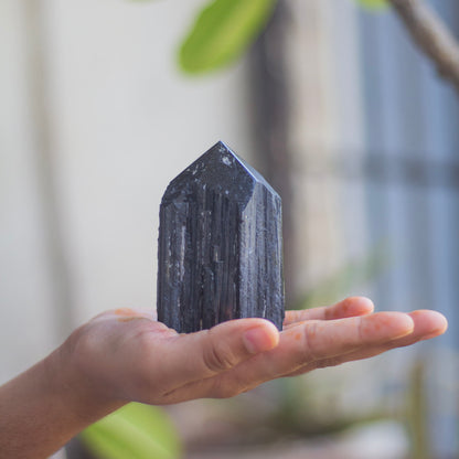 Raw Black Tourmaline with Polished Point - 271 Gm | Stone of Protection