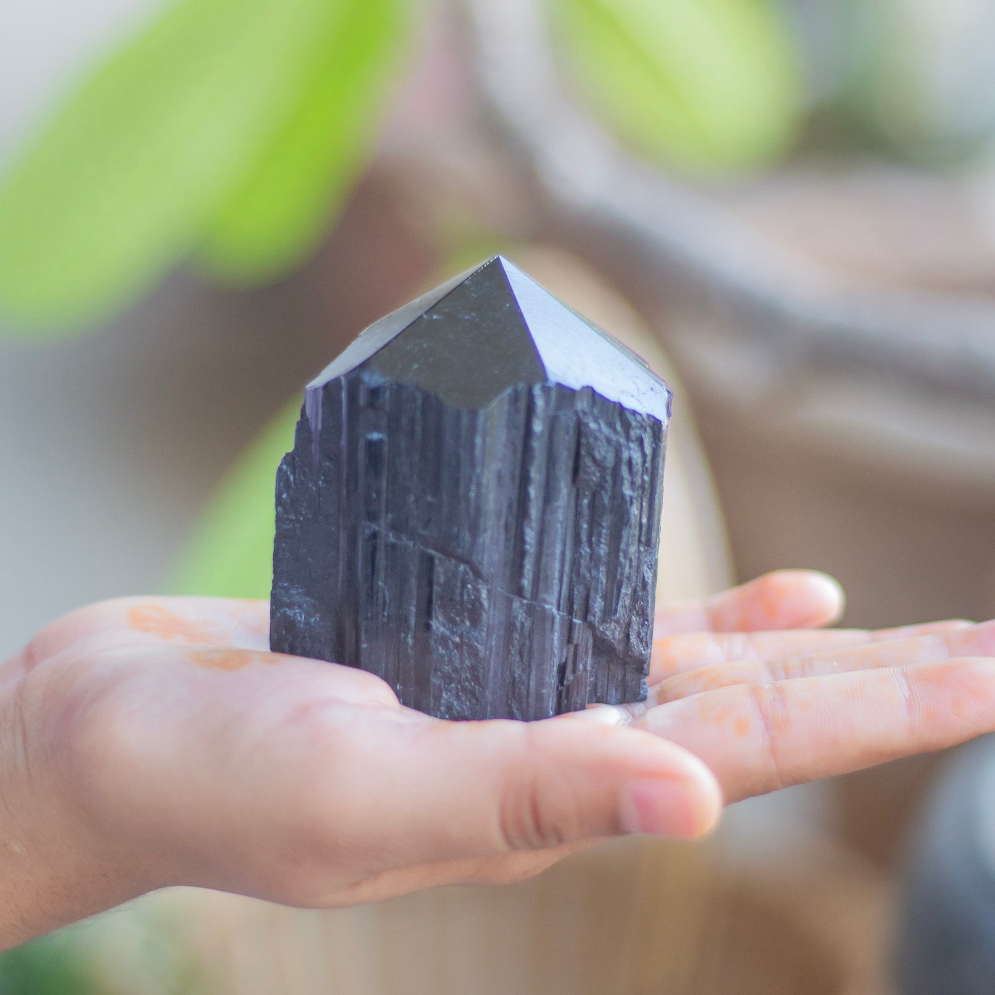 Raw Black Tourmaline with Polished Point - 257 Gm | Stone of Protection