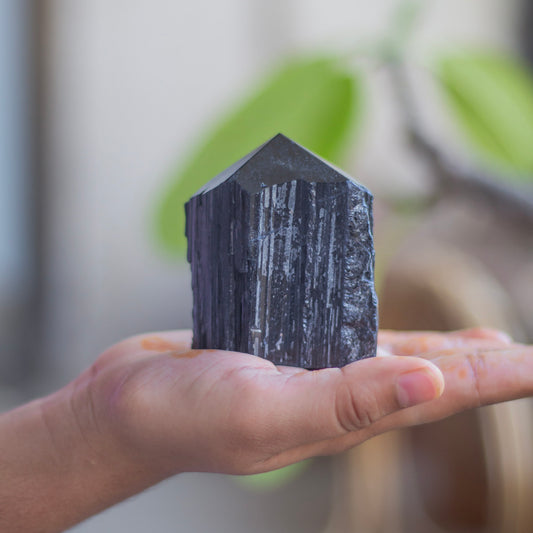 Raw Black Tourmaline with Polished Point - 253 Gm | Stone of Protection