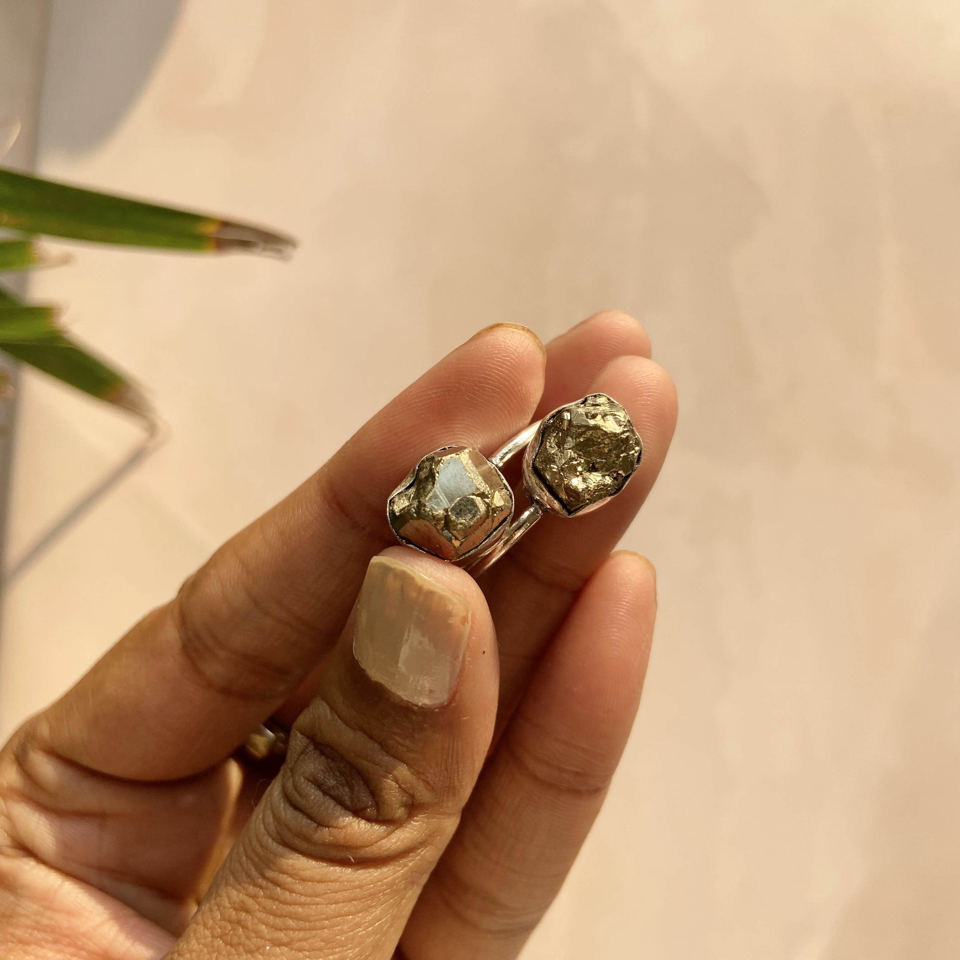 Pyrite Chunk Adjustable Ring Crystal Jewellery