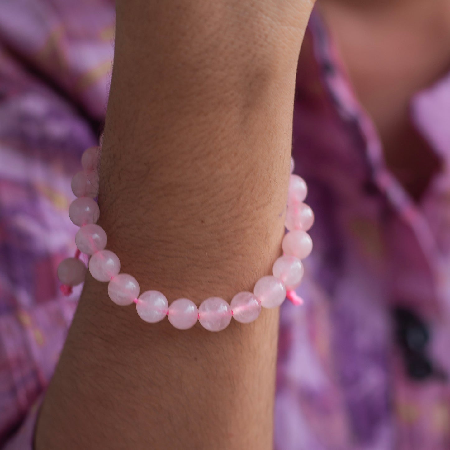 Rose Quartz 8mm Bead Thread Bracelet | Stone of Love & Self Love