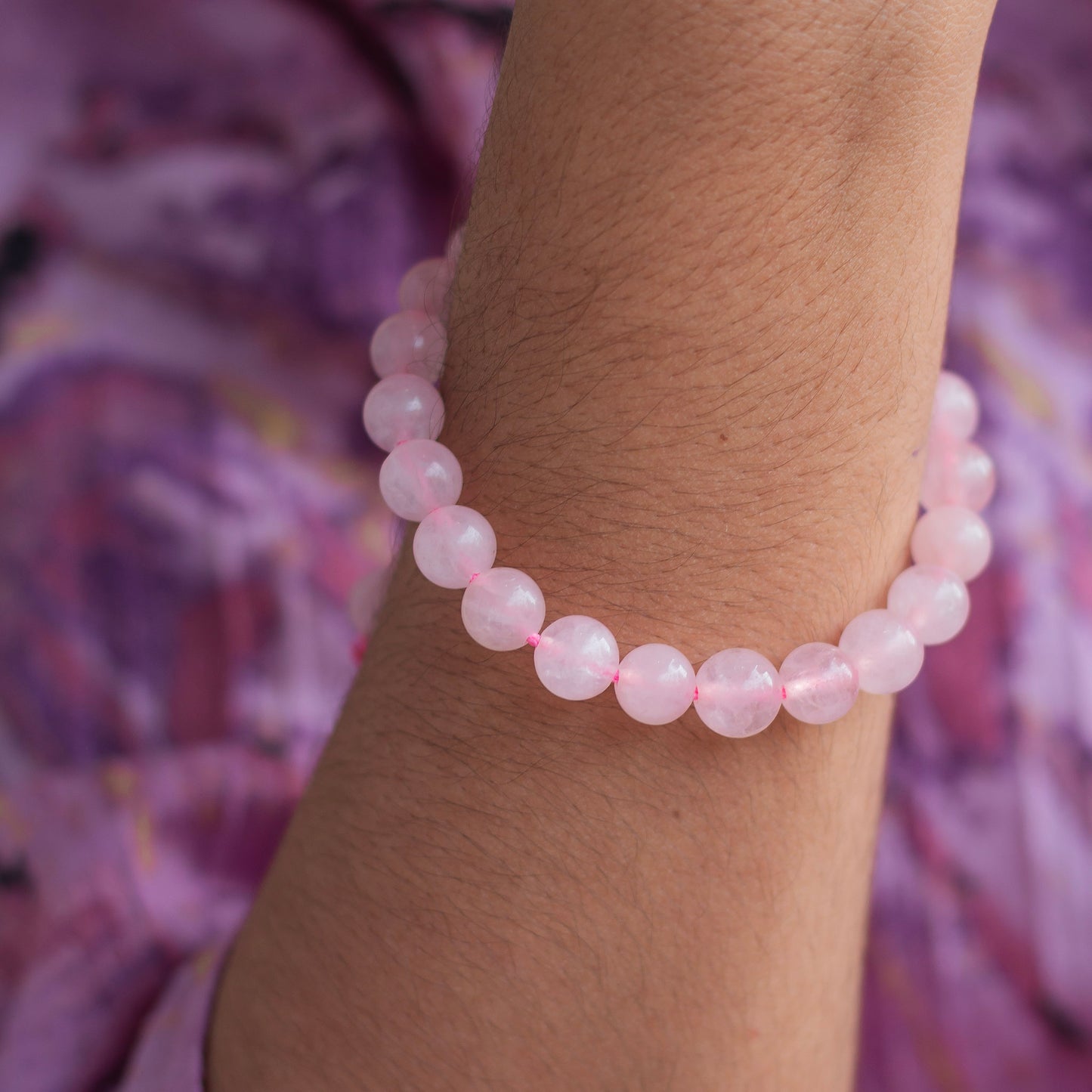 Rose Quartz 8mm Bead Thread Bracelet | Stone of Love & Self Love