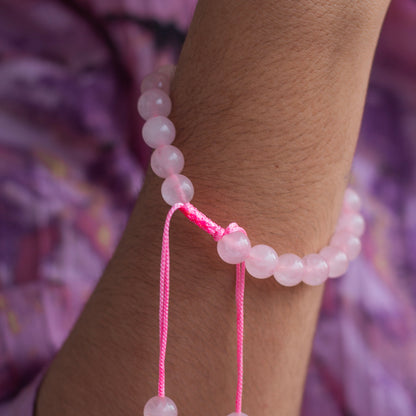 Rose Quartz 8mm Bead Thread Bracelet | Stone of Love & Self Love