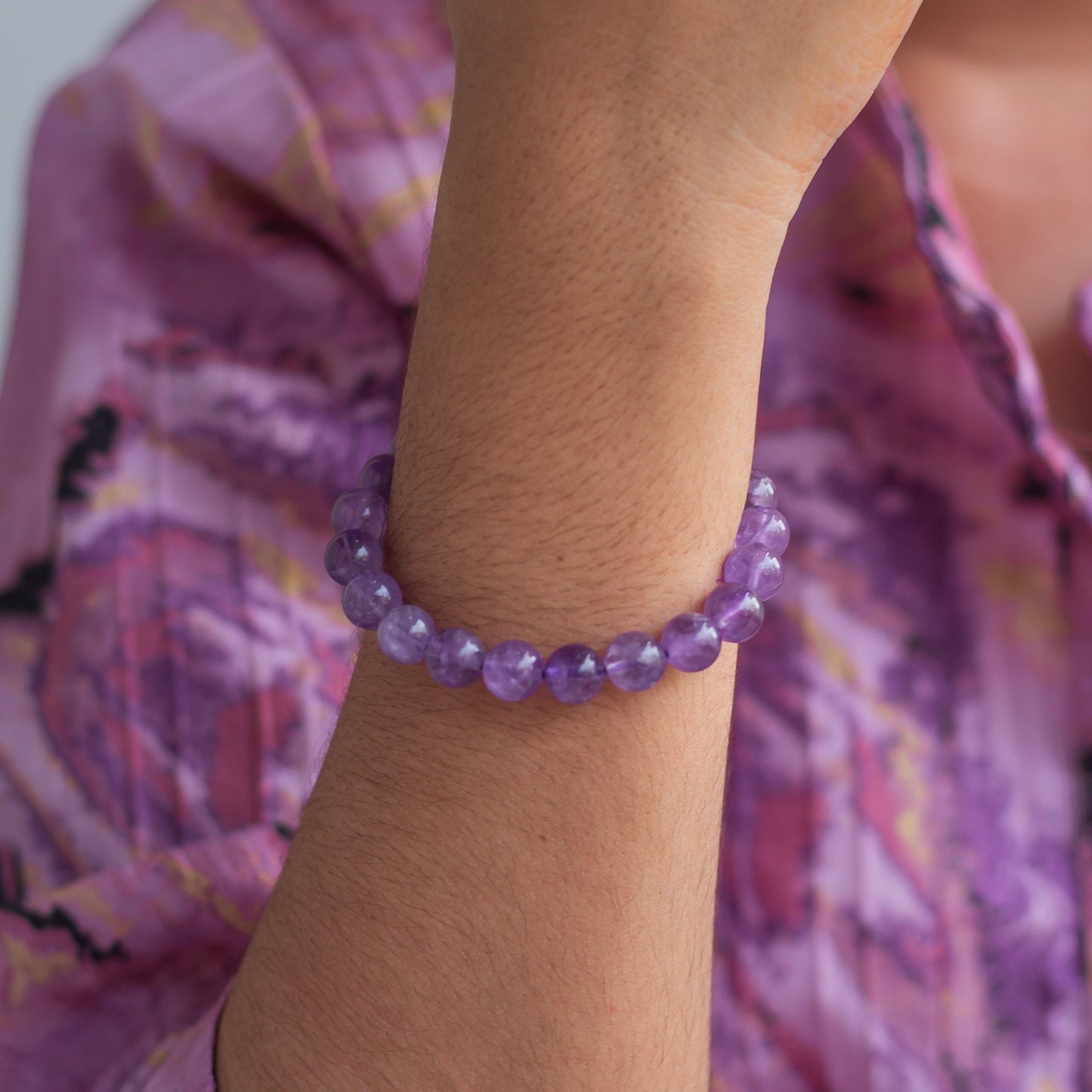 Amethyst 8mm Bead Bracelet | Helps activating Third Eye & Psychic abilities