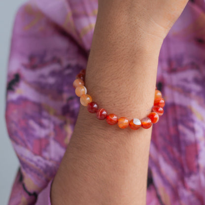 Orange Carnelian 8mm Bead Thread Bracelet | Opportunities & Courage