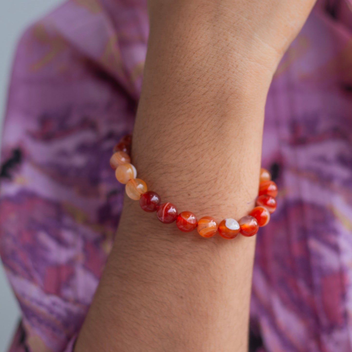 Orange Carnelian 8mm Bead Thread Bracelet | Opportunities & Courage