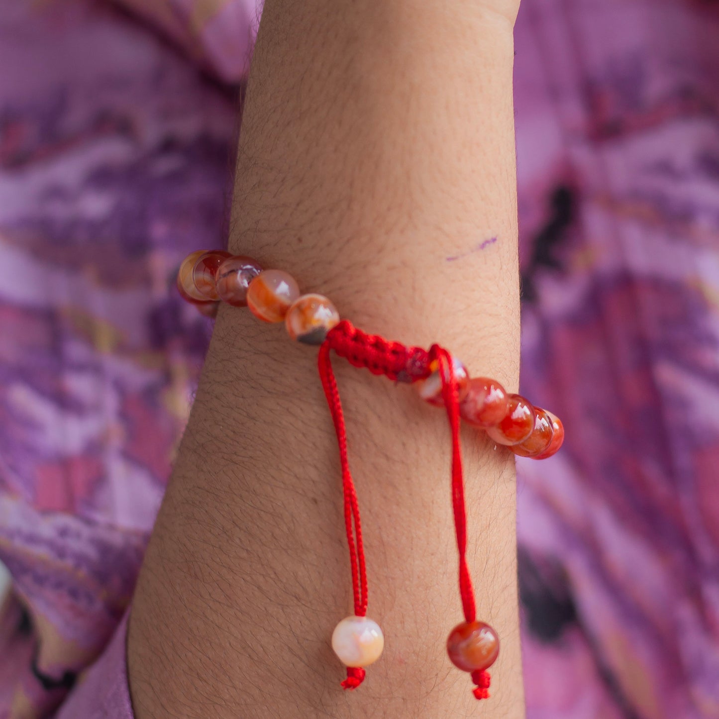 Orange Carnelian 8mm Bead Thread Bracelet | Opportunities & Courage