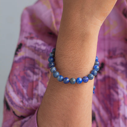 Lapis Lazuli 8mm Bead Thread Bracelet | Expression & Communication