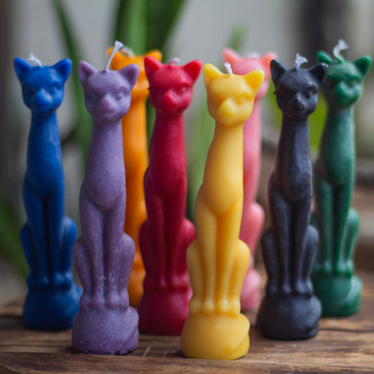 Beeswax Cat figurine Candles |  Colour Option Available