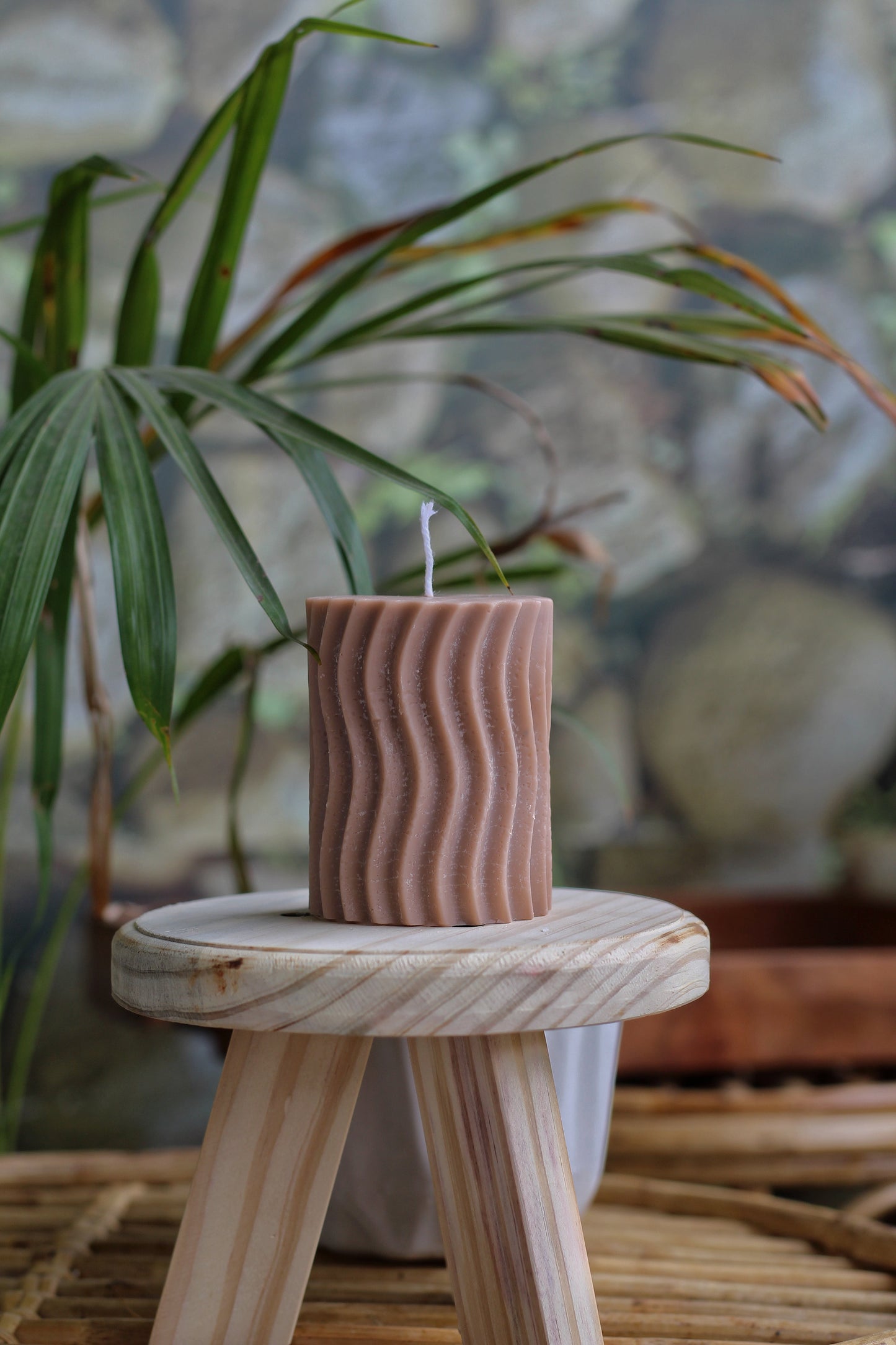Irregular Pillar Soy Candle - Light Brown Set of 3