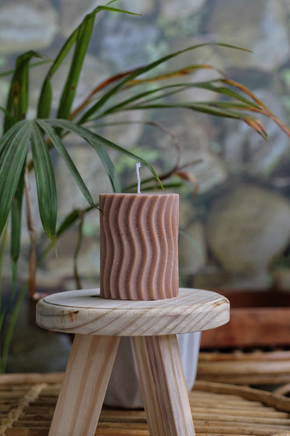 Irregular Pillar Soy Candle - Light Brown Set of 3