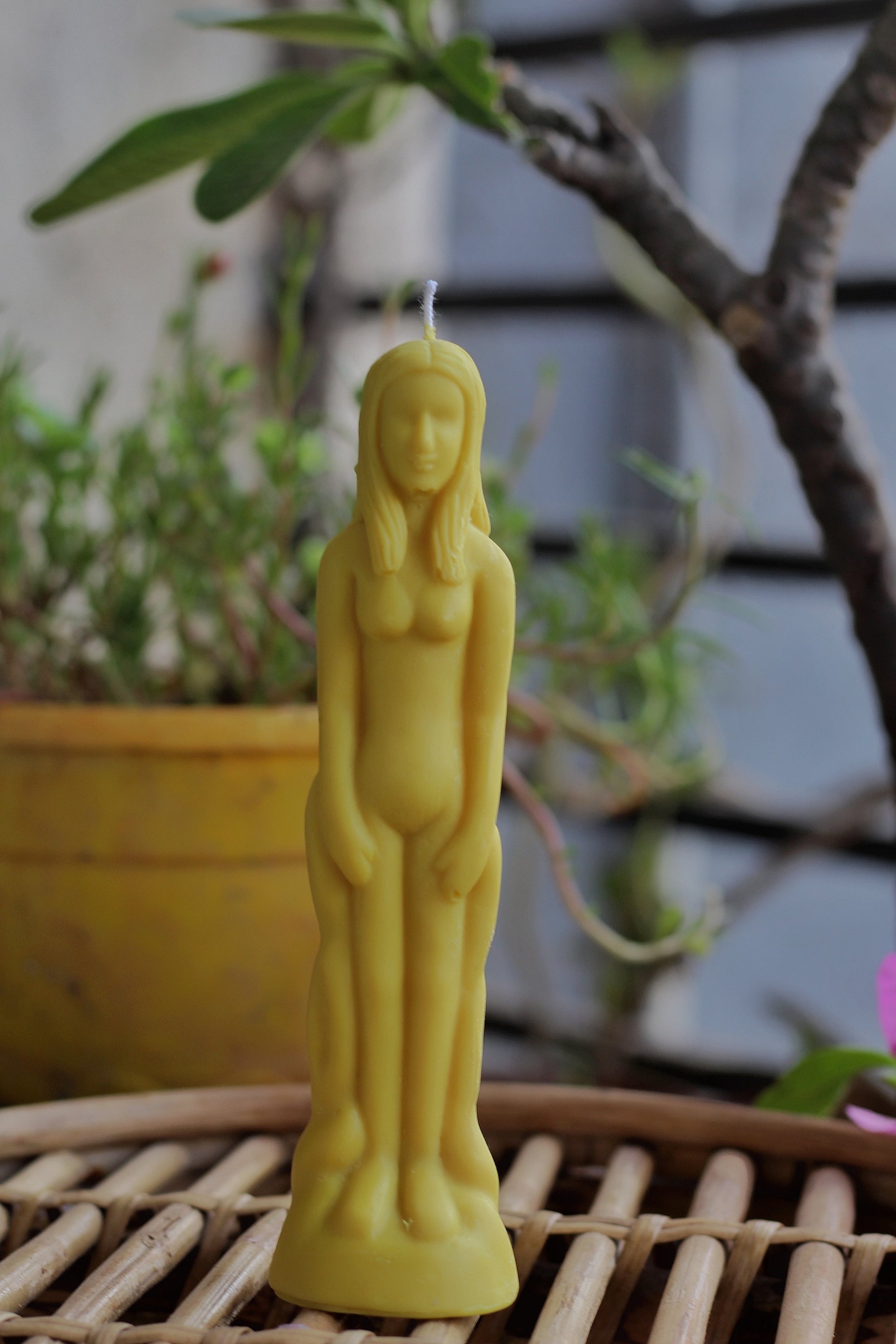 Yellow Female Figurine Candle Candles