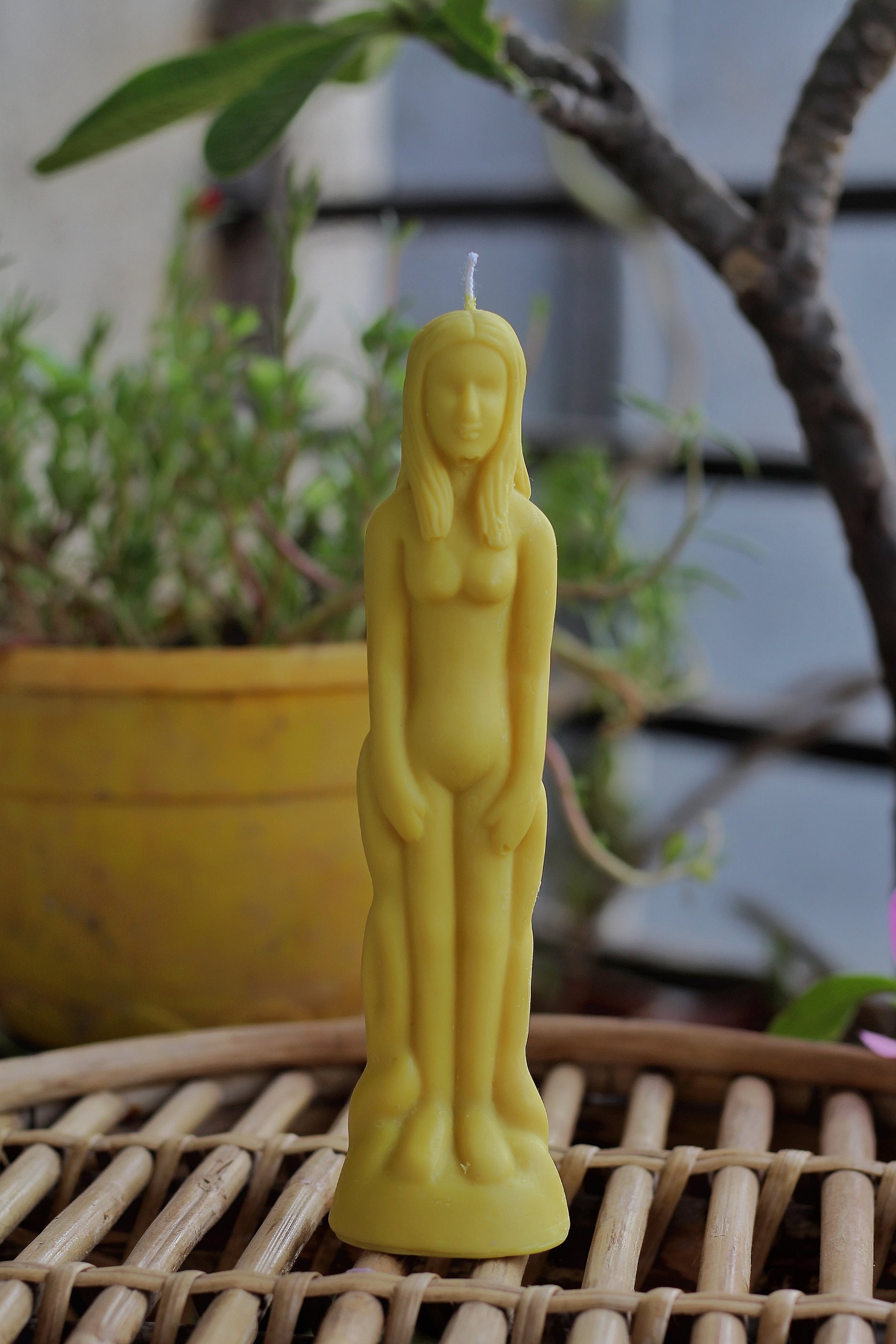 Yellow Female Figurine Candle Candles