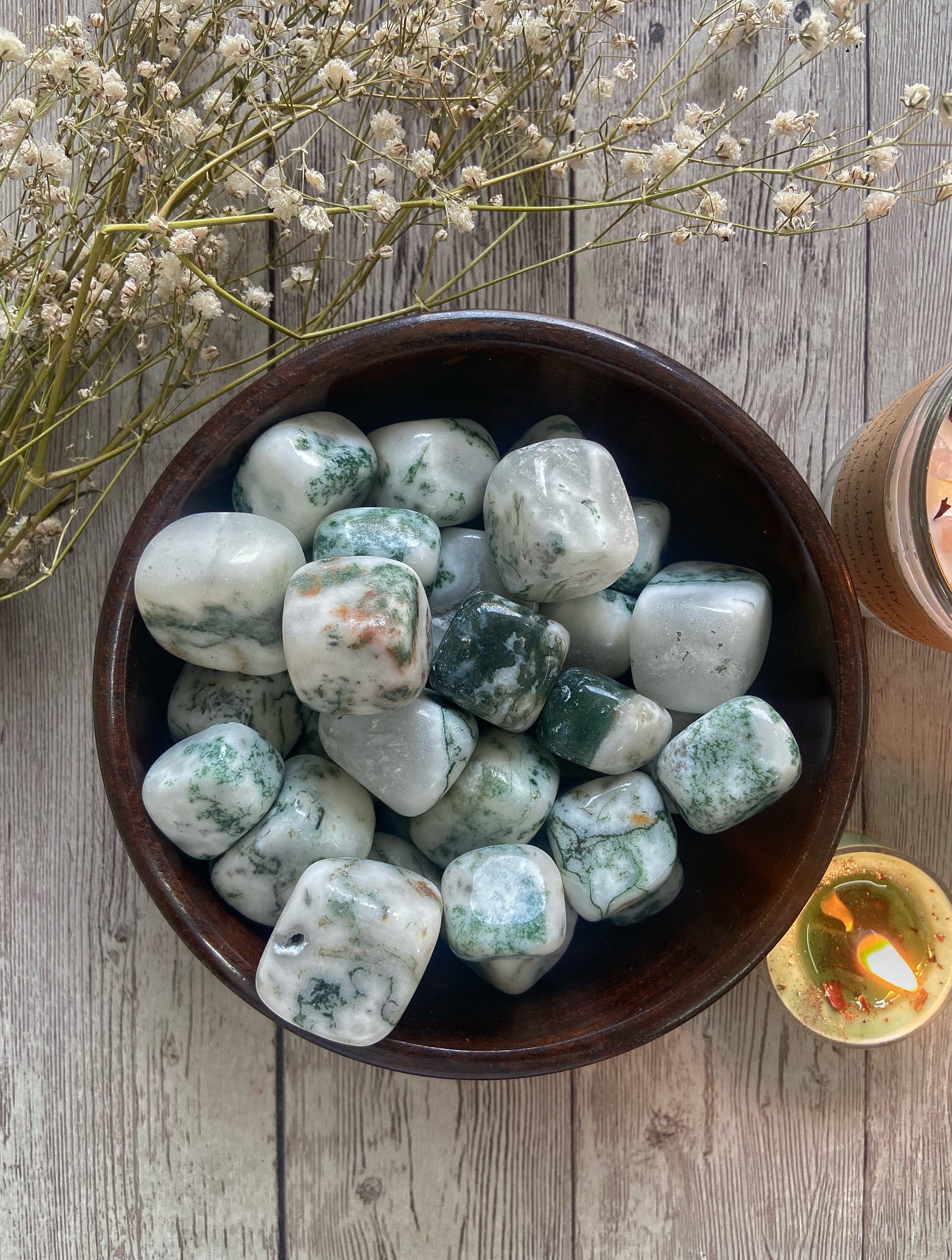 Tree Agate Tumble | Financial Abundance & Balances Yin Yang Crystal Stones