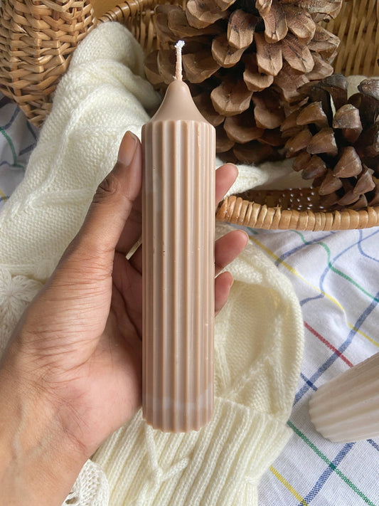 Medium Textured Taper Candles | Beige