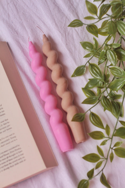 Set of 2 Spiral Taper Candle
