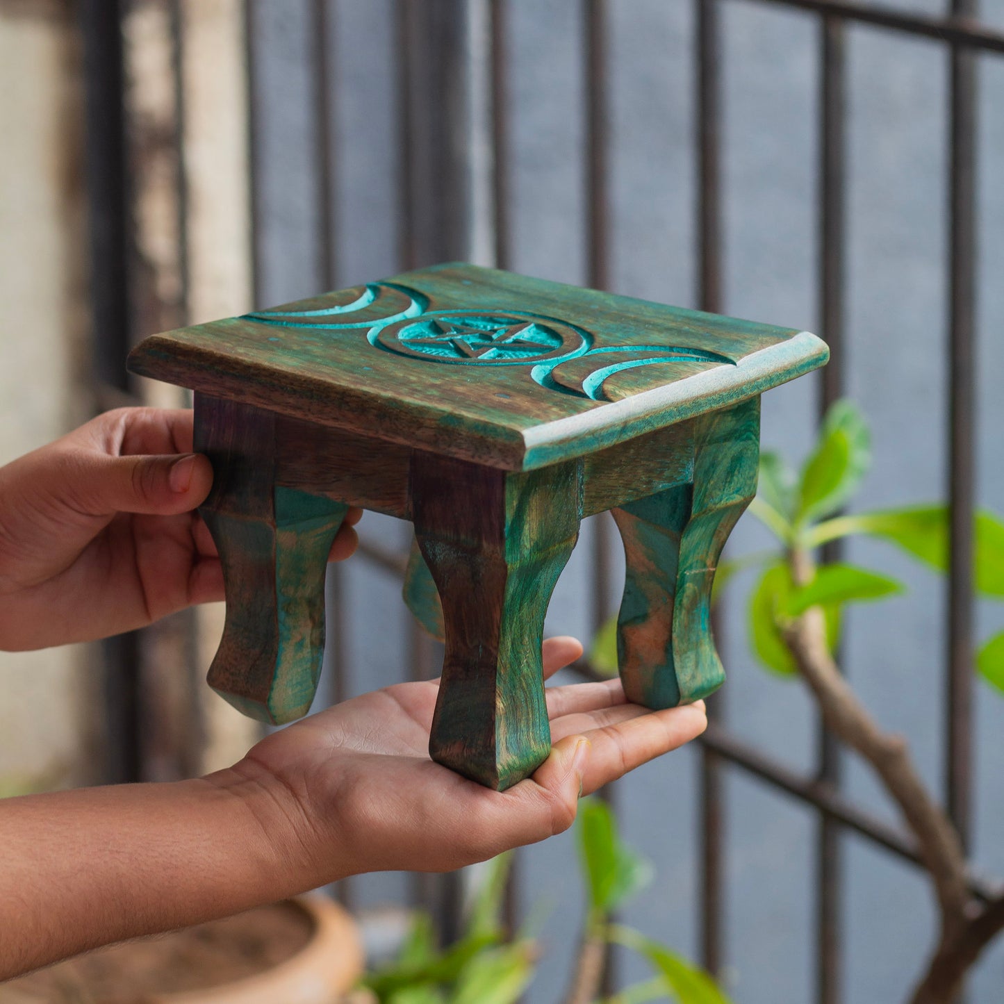 Wooden Vintage looking Green Altar Table