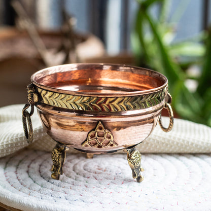 Medium Size Triquetra Carved Copper Offering Bowl