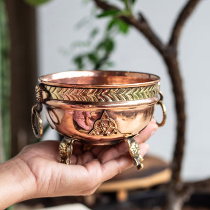 Medium Size Triquetra Carved Copper Offering Bowl