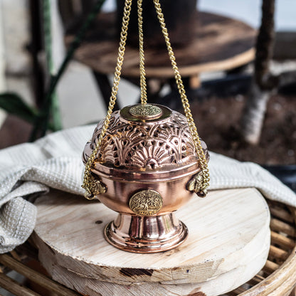 Tree of Life Carved Copper Incense Holder