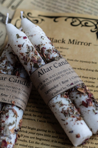 Altar Candle - Pack of 2 Set | Taper Candle Infused with herbs | Soy Wax