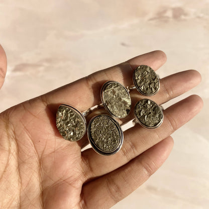 Pyrite Chunk Adjustable Ring Crystal & Stones