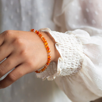 Orange Carnelian Bead Bracelet - 4mm | Opportunities & Courage