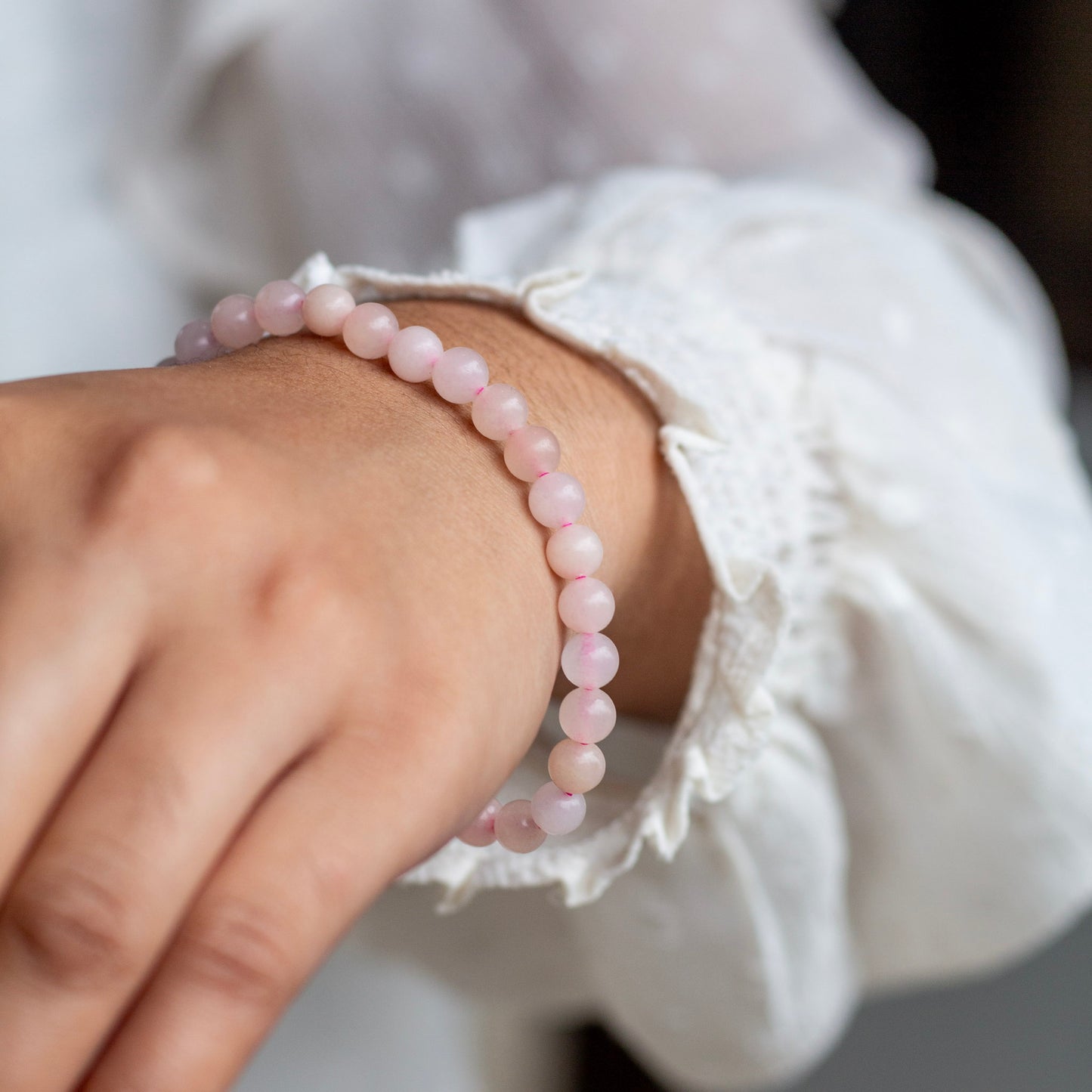 Pink Opal Bead Bracelet  - 6mm | Sooth Anxiety