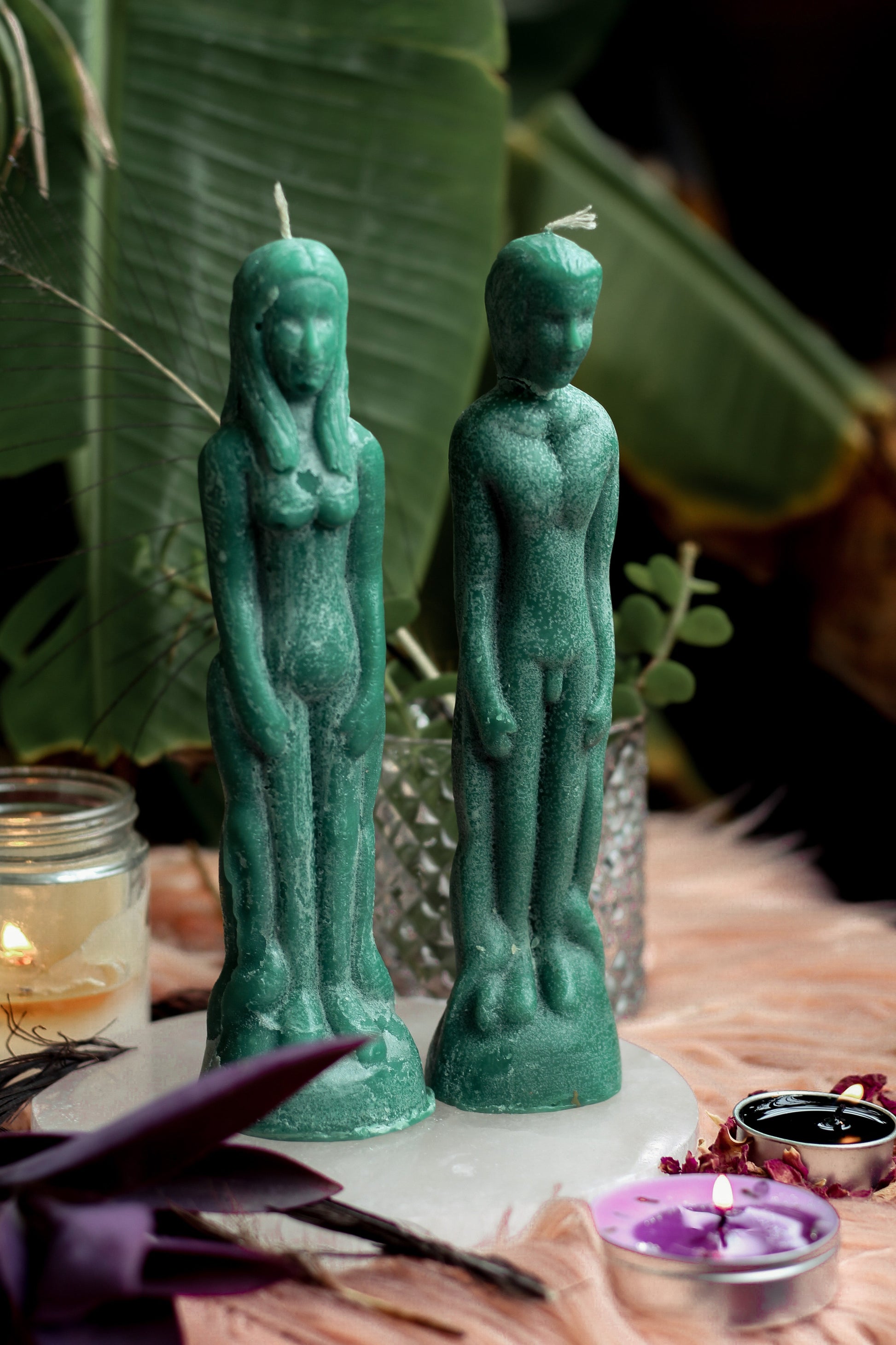 Green Male & Female Figurine Candle