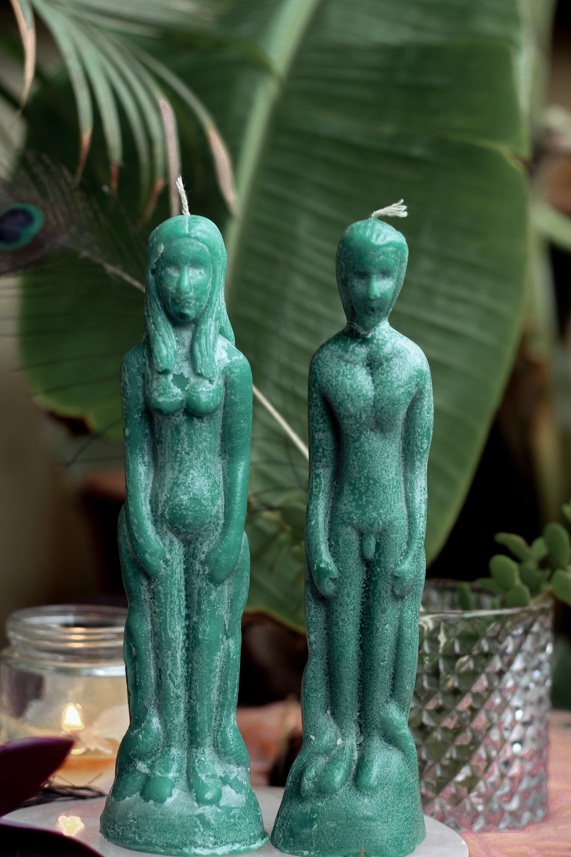 Green Male & Female Figurine Candle