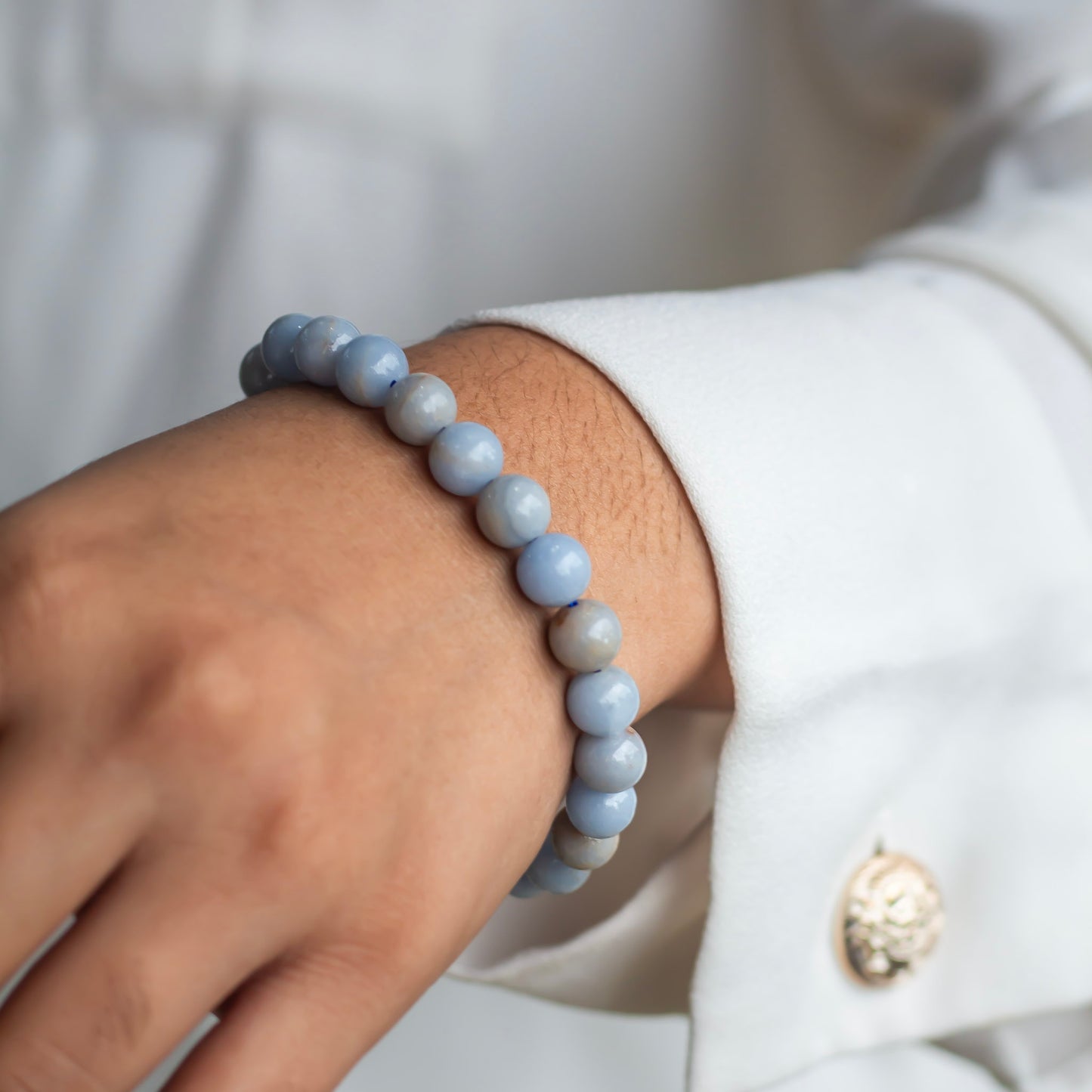 Angelite Bead Bracelet - 8mm | Stone to Connect with Spirit Guides